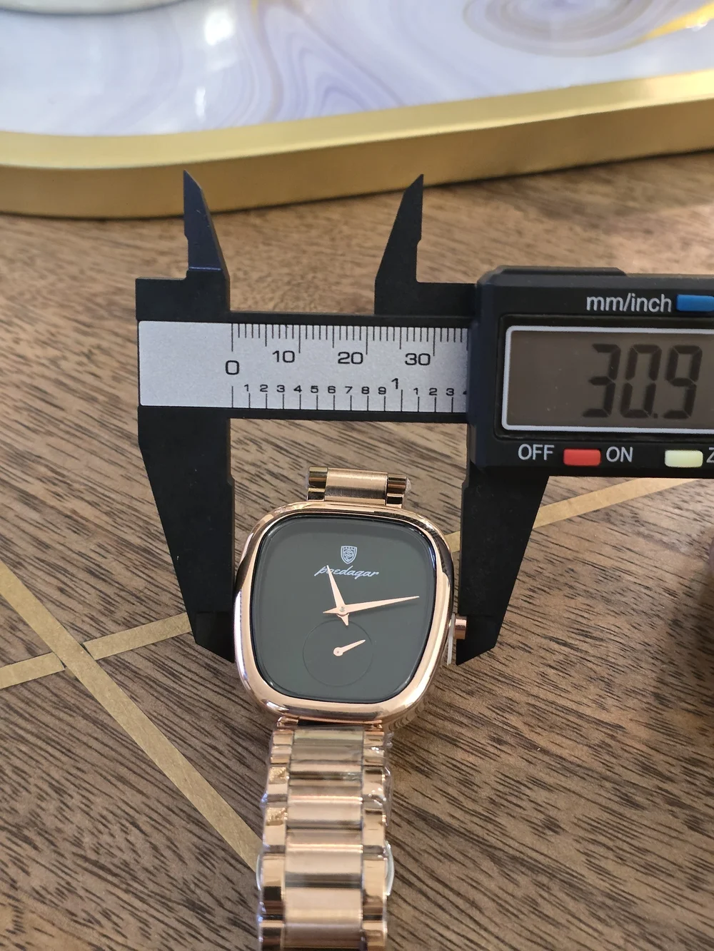Predagar Rose Gold Bracelet Watch with Black Dial